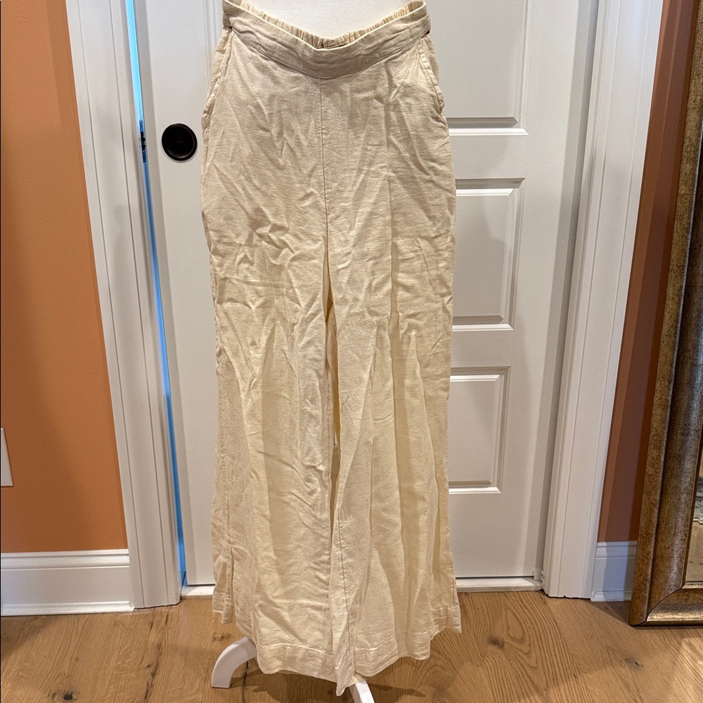 Free People Cream Wide-Leg Pants
